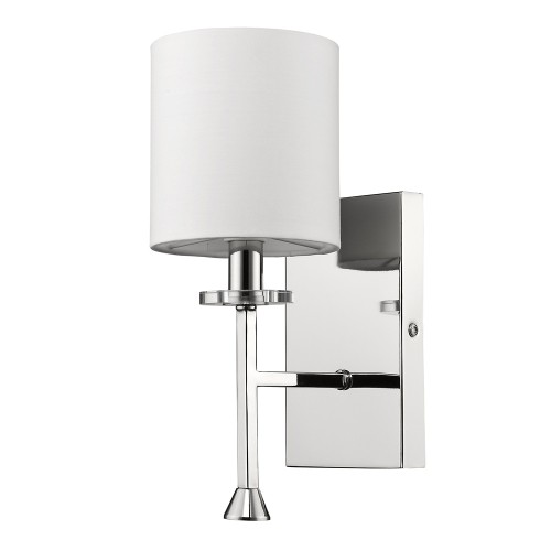 Kara 1-Light Sconce W/Shade & Crystal Bobeche In Polished Nickel