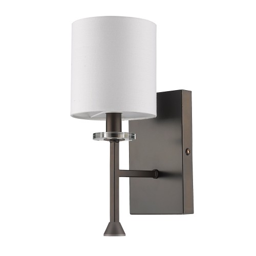 Kara 1-Light Sconce W/Shade & Crystal Bobeche In Oil Rubbed Bronze