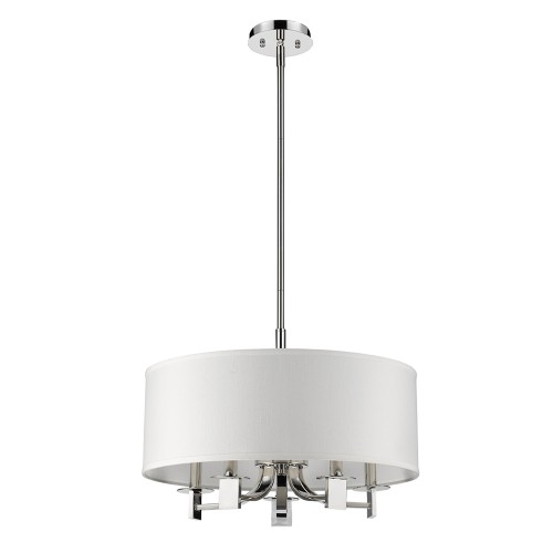 Andrea 5-Light Pendant W/Fabric Shade In Polished Nickel