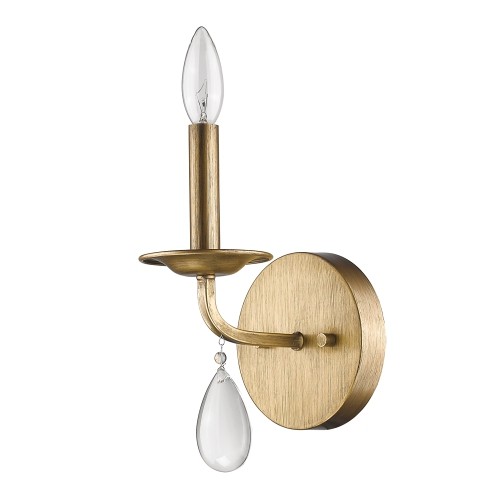 Krista 1-Light Sconce w/Crystal Pendant in Antique Gold