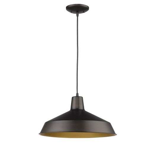 Alcove 1-Light Pendant in Oil-Rubbed Bronze with Antique Gold inside