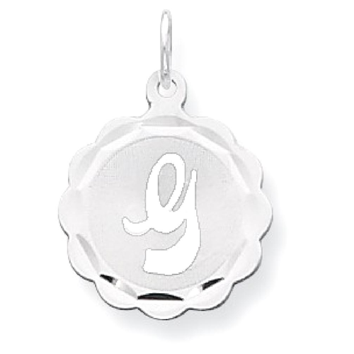 925 Sterling Silver Brocaded Initial G Charm and Pendant