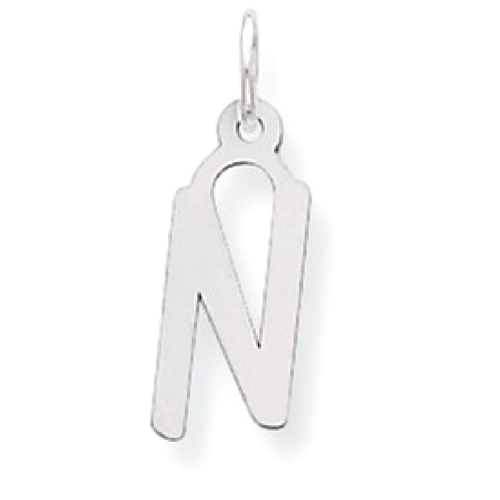 IceCarats 925 Sterling Silver Medium Slanted Block Initial Monogram Name Letter N Pendant Charm Necklace