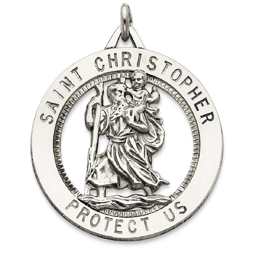 IceCarats 925 Sterling Silver Saint Christopher Medal Pendant Charm Necklace Religious Patron St Chrisher