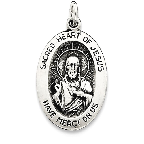 IceCarats 925 Sterling Silver Sacred Heart Of Jesus Medal Pendant Charm Necklace Religious Sared