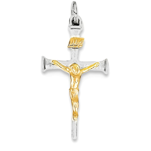 IceCarats 925 Sterling Silver 18k Gold Plated Crucifix Cross Religious Pendant Charm Necklace Inri
