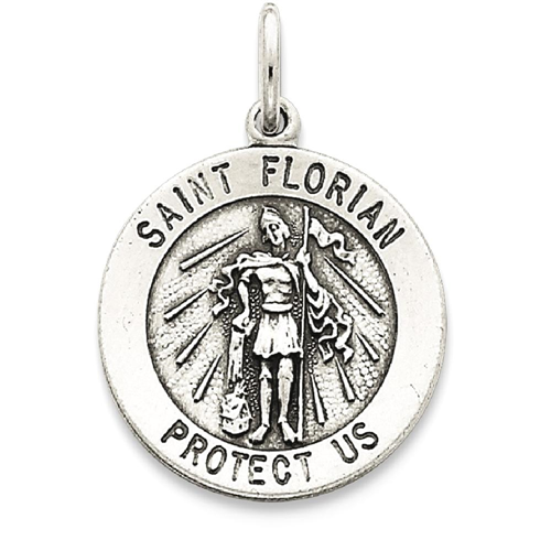 IceCarats 925 Sterling Silver Saint Florian Medal Pendant Charm Necklace Religious Patron St
