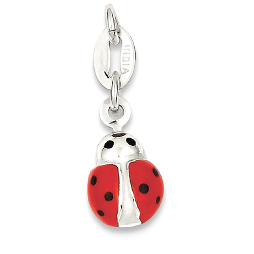 IceCarats 925 Sterling Silver Enameled Ladybug Pendant Charm Necklace Insect
