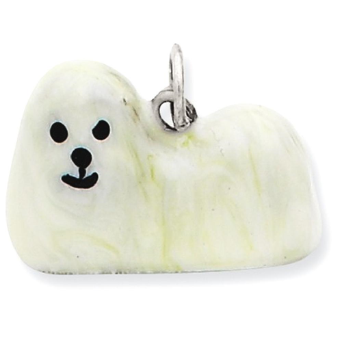 IceCarats 925 Sterling Silver Enameled Maltese Pendant Charm Necklace Animal Dog