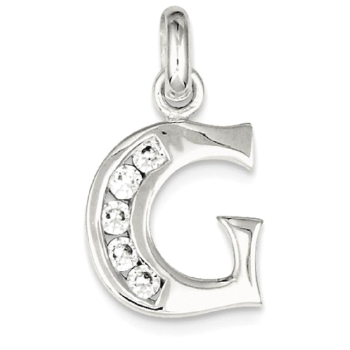 IceCarats 925 Sterling Silver White Cubic Zirconia Cz Initial Monogram Name Letter G Pendant Charm Necklace