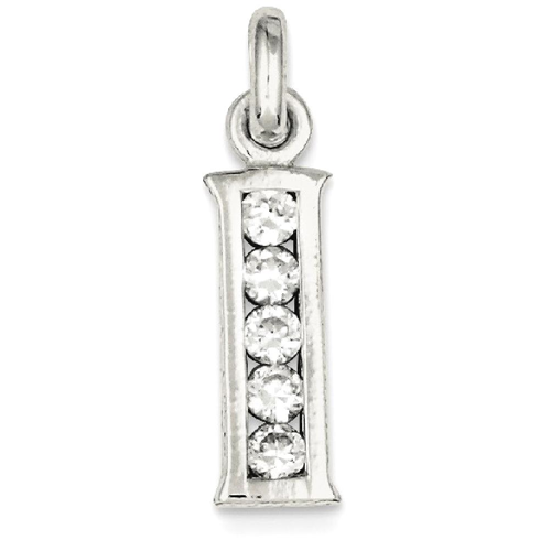 IceCarats 925 Sterling Silver White Cubic Zirconia Cz Initial Monogram Name Letter I Pendant Charm Necklace