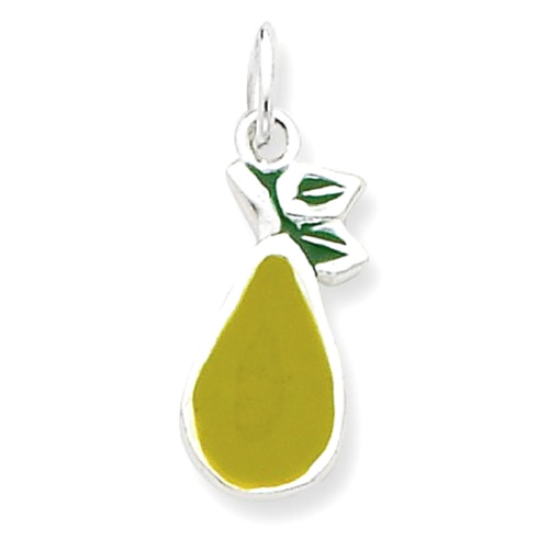 IceCarats 925 Sterling Silver Enameled Pear Pendant Charm Necklace Food Drink