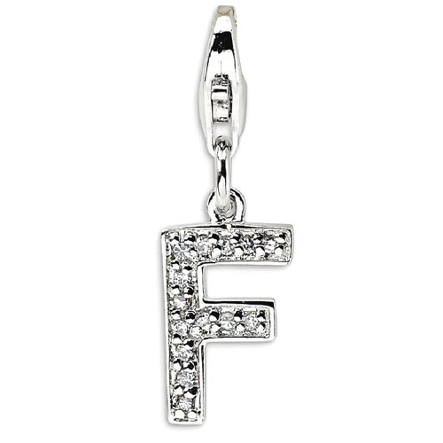 IceCarats 925 Sterling Silver Cubic Zirconia Cz Letter F Lobster Clasp Pendant Charm Necklace Initial