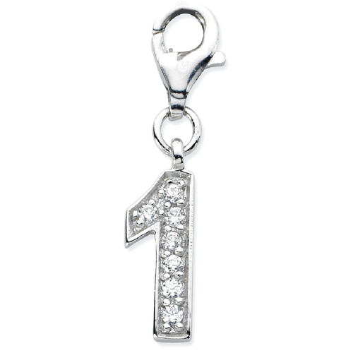 IceCarats 925 Sterling Silver Cubic Zirconia Cz Numeral 1 Lobster Clasp Pendant Charm Necklace Sport