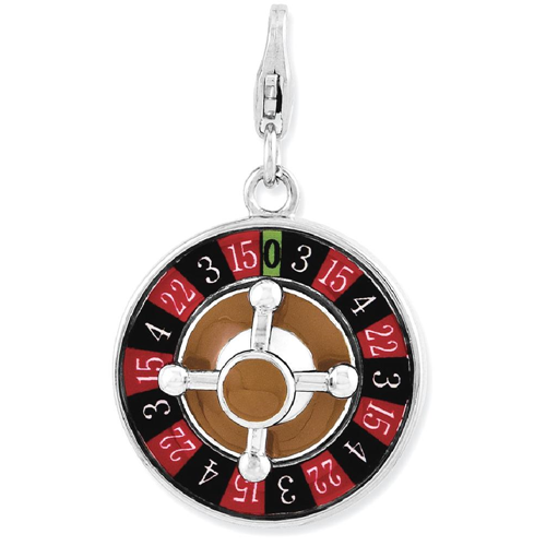 IceCarats 925 Sterling Silver Enameled 3 D Roulette Wheel Lobster Clasp Pendant Charm Necklace Gambling