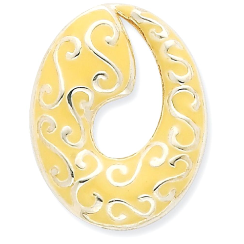 IceCarats 925 Sterling Silver Yellow Enamel Oval Pendant Charm Necklace