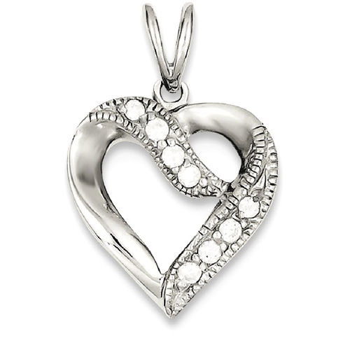 IceCarats 925 Sterling Silver Cubic Zirconia Cz Heart Pendant Charm Necklace Love