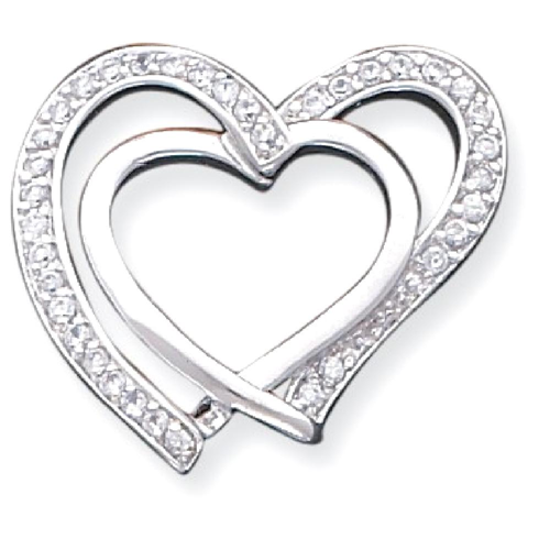 IceCarats 925 Sterling Silver Cubic Zirconia Cz Double Heart Pendant Charm Necklace Love