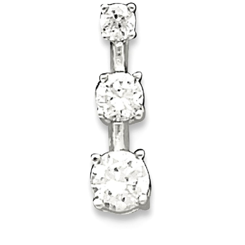 IceCarats 925 Sterling Silver 3 Stone Cubic Zirconia Cz Pendant Charm Necklace