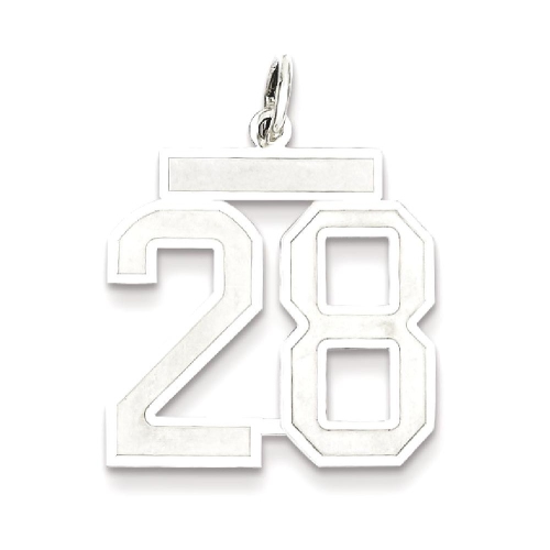 IceCarats 925 Sterling Silver Medium Number 28 Sport Laser Etched