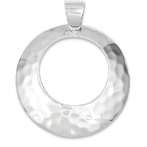 IceCarats 925 Sterling Silver Hammered Circle Pendant Charm Necklace Geometric