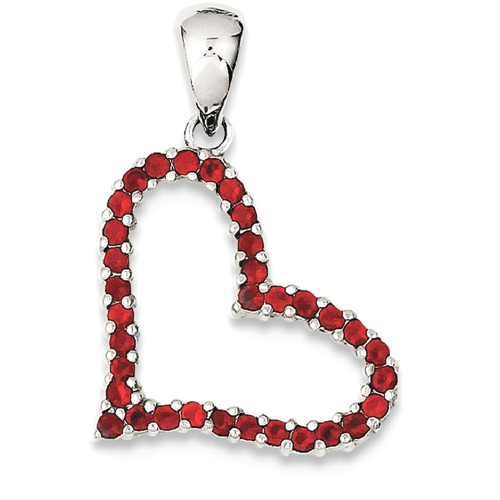 IceCarats 925 Sterling Silver Red Cubic Zirconia Cz Heart Pendant Charm Necklace Love