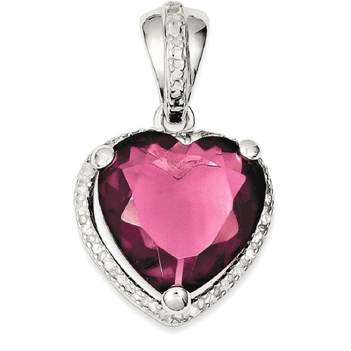IceCarats 925 Sterling Silver Heart Red Cubic Zirconia Cz Pendant Charm Necklace Love