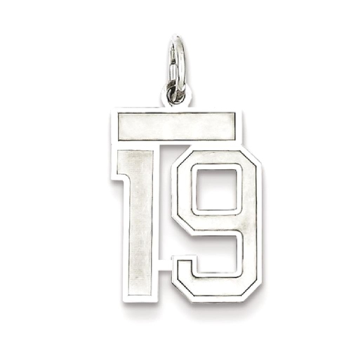 IceCarats 925 Sterling Silver Small Number 19 Sport Laser Etched