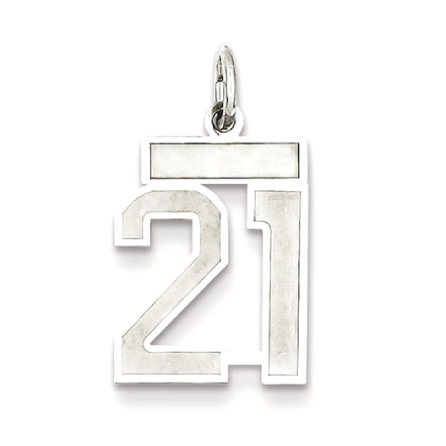 IceCarats 925 Sterling Silver Small Number 21 Sport Laser Etched