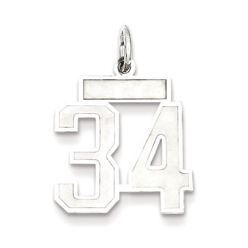 IceCarats 925 Sterling Silver Small Number 34 Sport Laser Etched