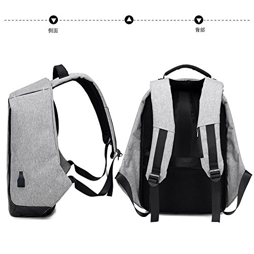 Waterproof Laptop Backpack with USB Charging Port - Grey