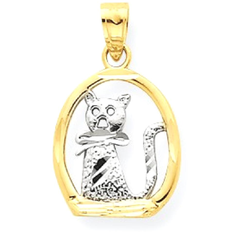 IceCarats 10k Yellow Gold Cat Pendant Charm Necklace Animal