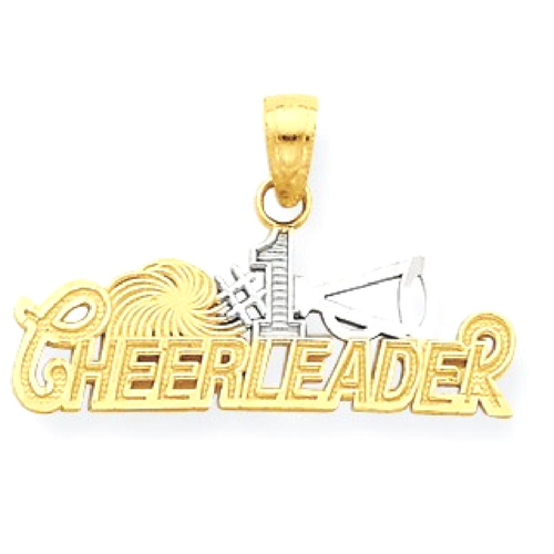 IceCarats 10k Yellow Gold #1 Cheerleader Pendant Charm Necklace Sport Cheerleading