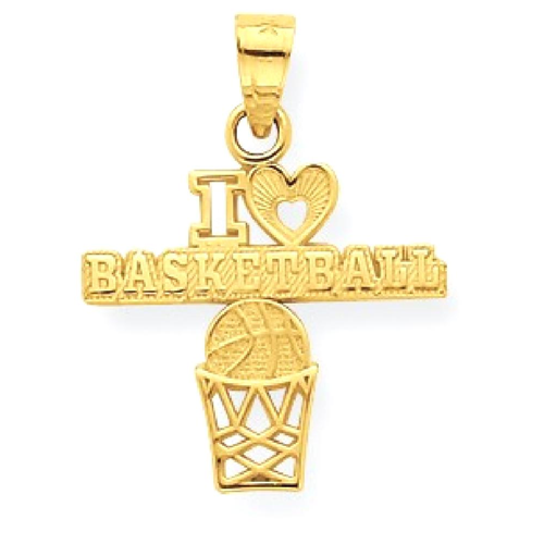 IceCarats 10k Yellow Gold I Love Basketball Pendant Charm Necklace Sport