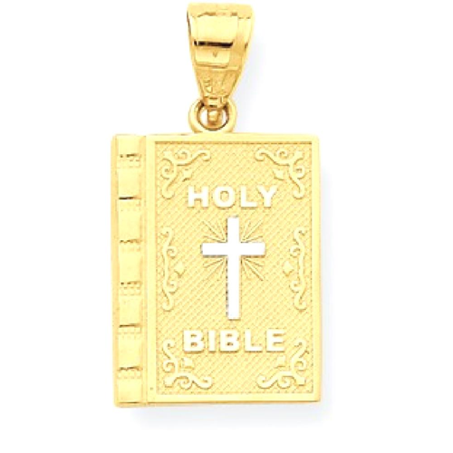 IceCarats 10k Yellow Gold Holy Bible Pendant Charm Necklace Religious Prayer Book Box