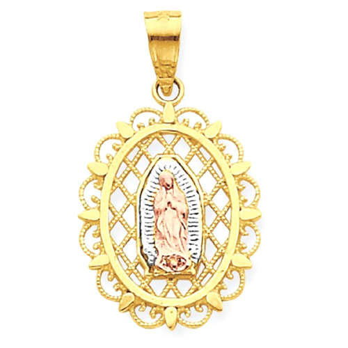 IceCarats 10k Two Tone Yellow Gold Our Lady Of Guadalupe Pendant Charm Necklace Religious Medal