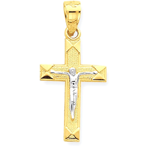 IceCarats 10k Yellow Gold Small Crucifix Cross Religious Pendant Charm Necklace Latin