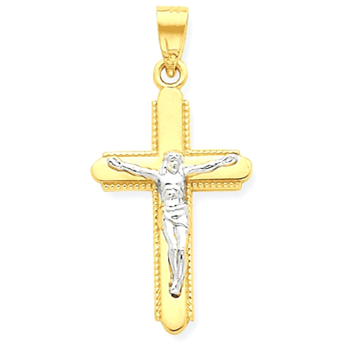 IceCarats 10k Yellow Gold Crucifix Cross Religious Pendant Charm Necklace Latin