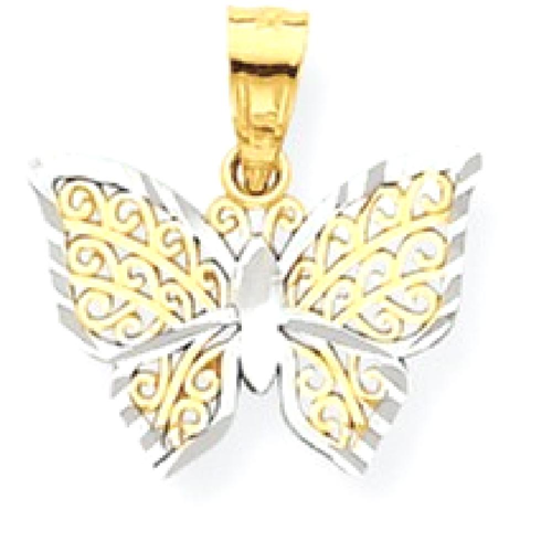 IceCarats 10k Yellow Gold Butterfly Pendant Charm Necklace Animal