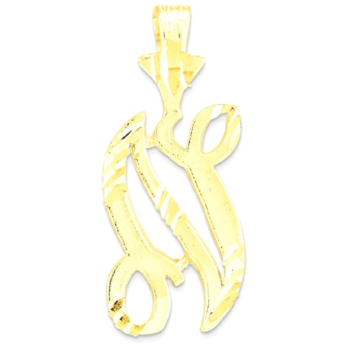 IceCarats 10k Yellow Gold Initial Monogram Name Letter N Pendant Charm Necklace