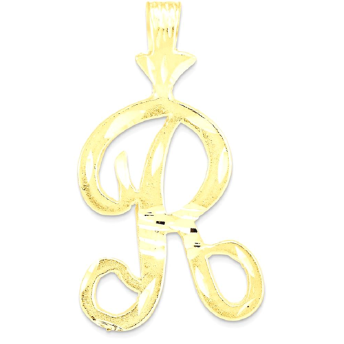 IceCarats 10k Yellow Gold Initial Monogram Name Letter R Pendant Charm Necklace