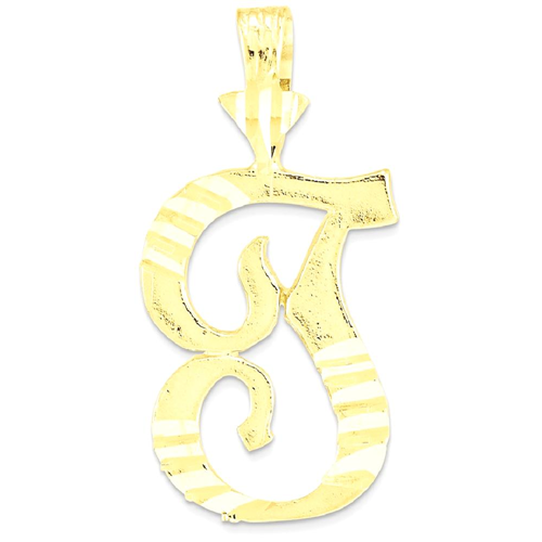 IceCarats 10k Yellow Gold Initial Monogram Name Letter T Pendant Charm Necklace