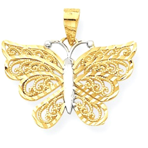 IceCarats 10k Yellow Gold Butterfly Pendant Charm Necklace Animal