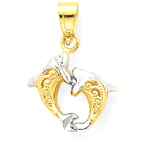 IceCarats 10k Yellow Gold Small Dolphin Pendant Charm Necklace Sea Life