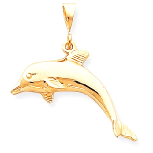 IceCarats 10k Yellow Gold Dolphin Pendant Charm Necklace Sea Life