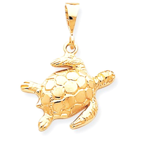 IceCarats 10k Yellow Gold Turtle Pendant Charm Necklace Sea Life