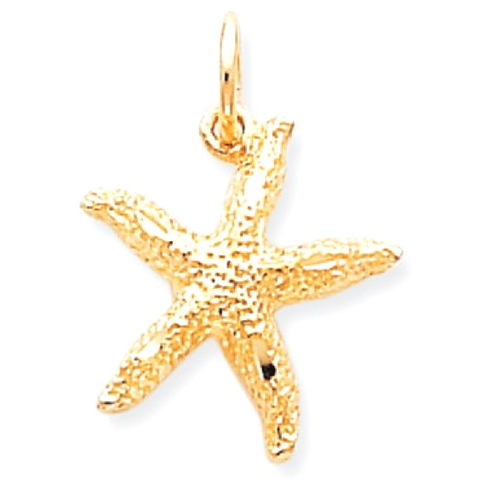 IceCarats 10k Yellow Gold Starfish Pendant Charm Necklace Sea Shore Shell
