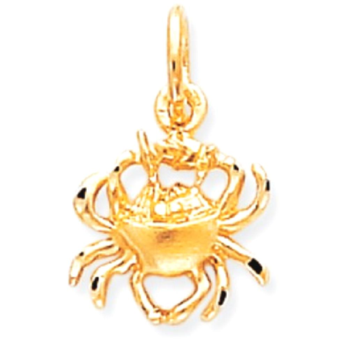 IceCarats 10k Yellow Gold Crab Pendant Charm Necklace Zodiac Sea Life Lobster
