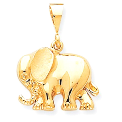 IceCarats 10k Yellow Gold Elephant Pendant Charm Necklace Animal
