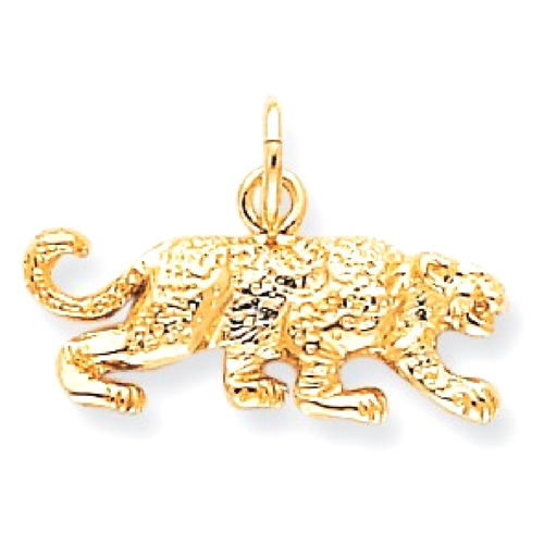 IceCarats 10k Yellow Gold Solid Small Leopard Pendant Charm Necklace Animal Lion Tiger